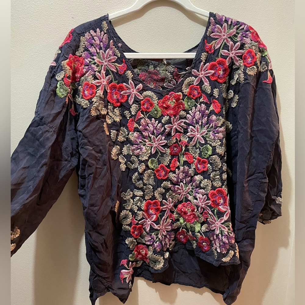 Embroidered Johnny Was Blouse, Size XL
